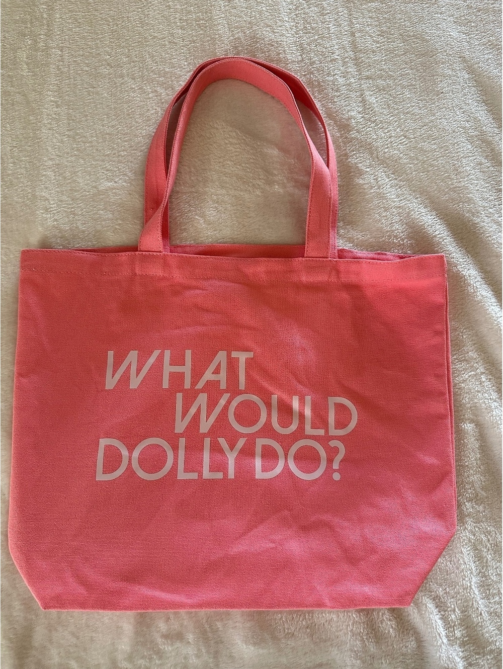Draper James "What Would Dolly Do?" Pink Canvas Tote Bag